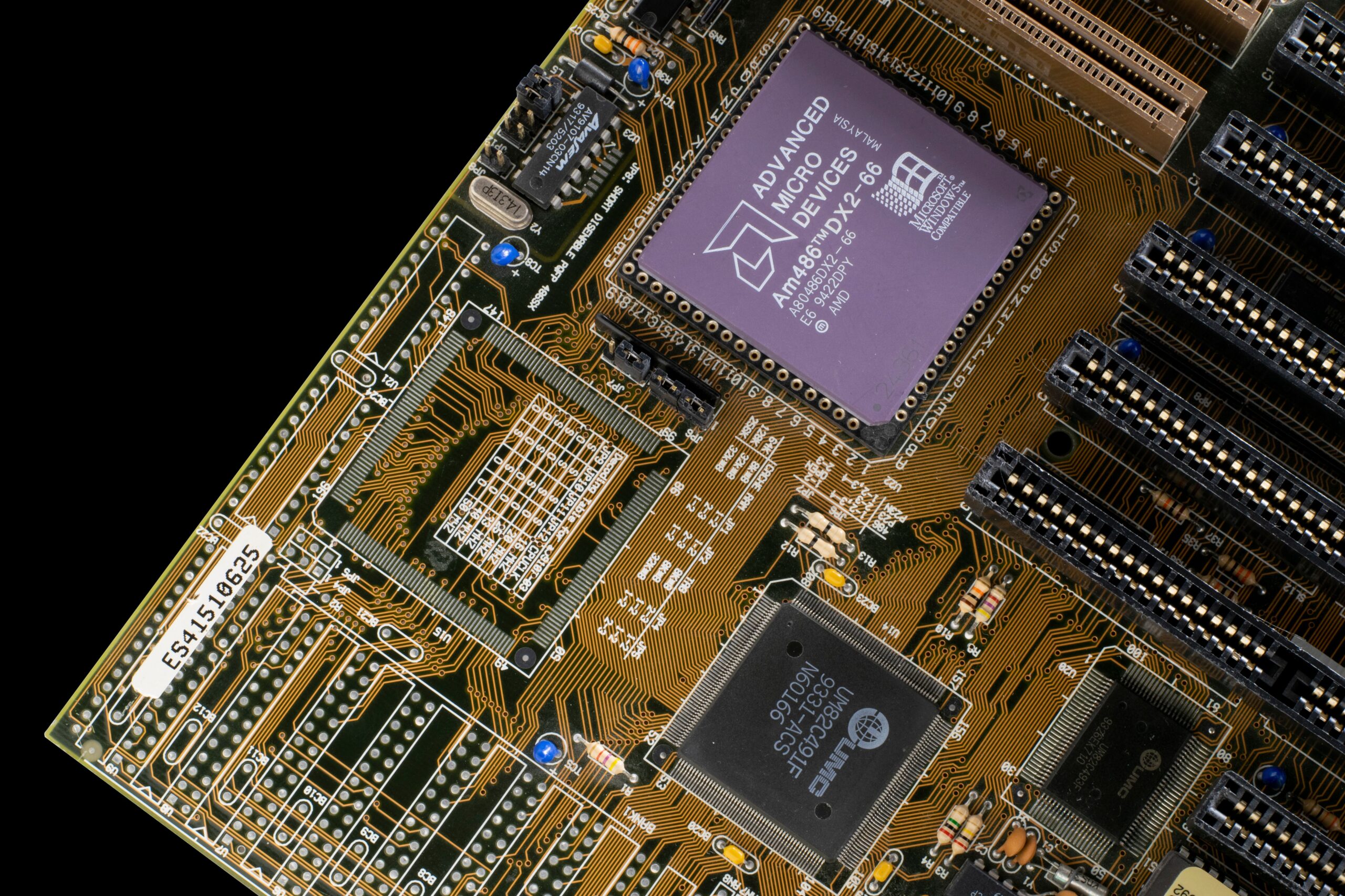 Macro close-up of a semiconductor microchip